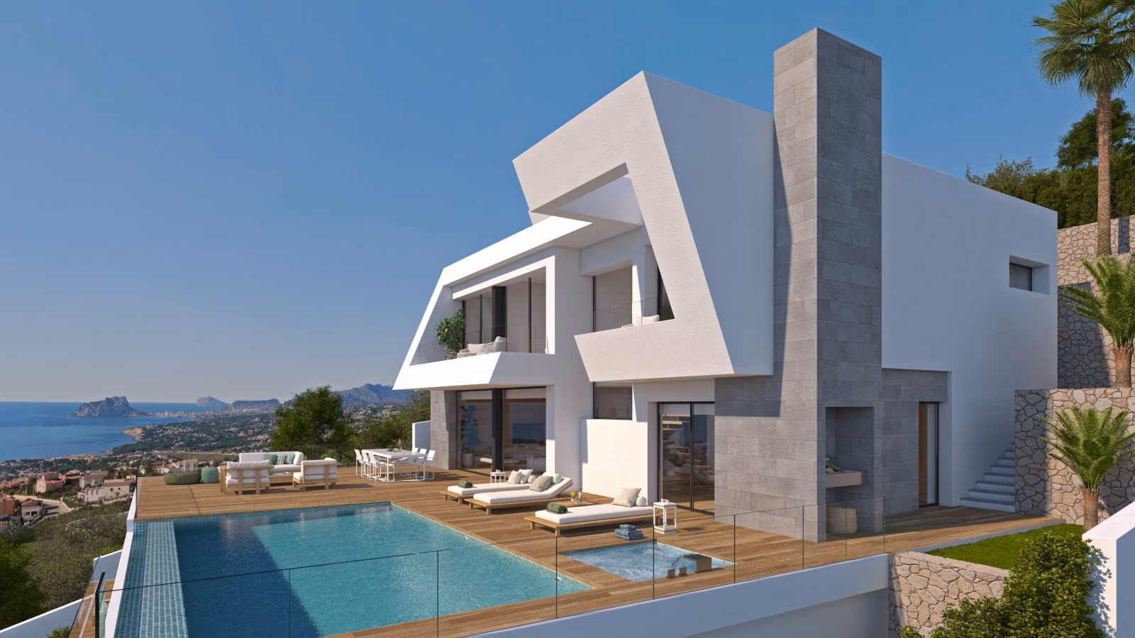 Sculptural Villa Amanecer II with an infinity pool over the sea