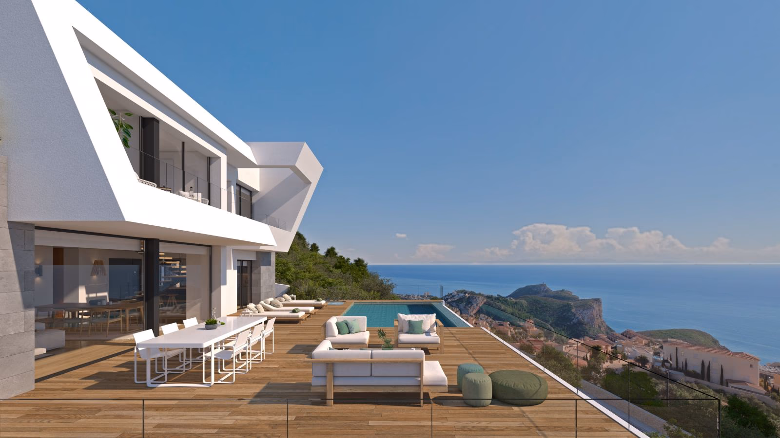 Terrace with an infinity pool overlooking the coastline