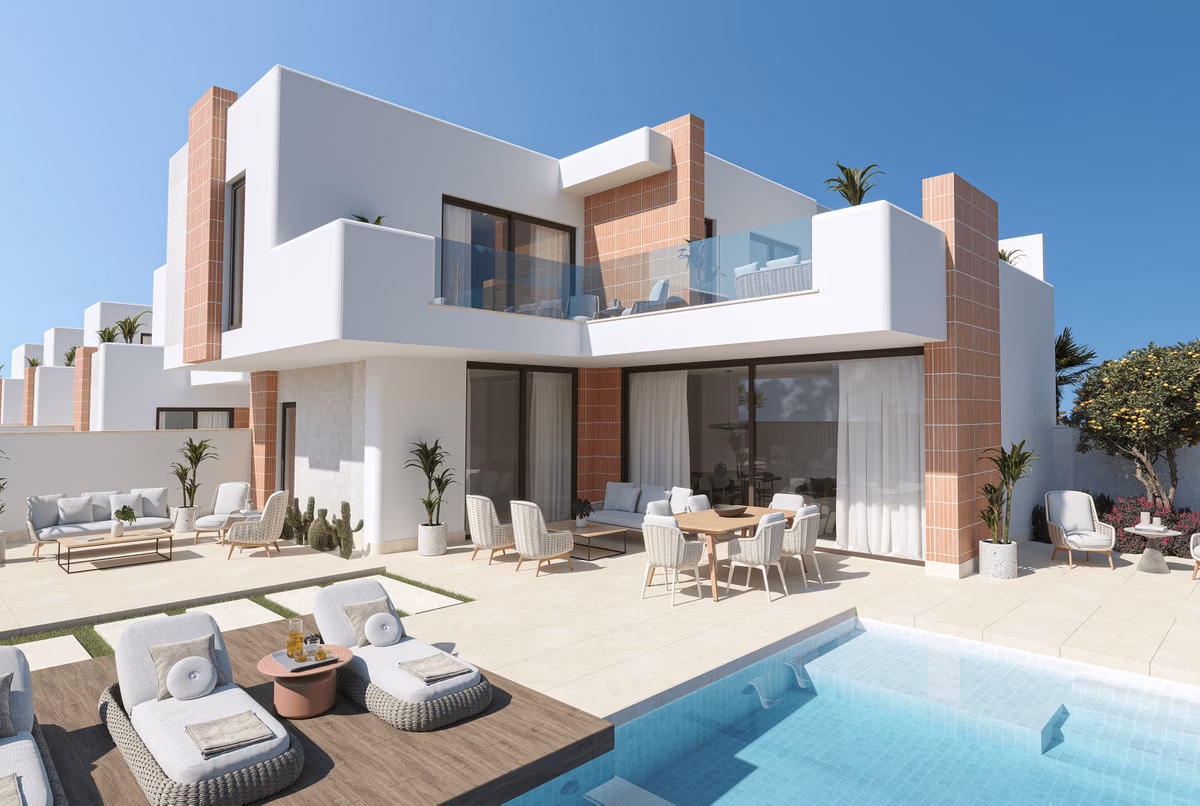 Modern villa exterior with pool