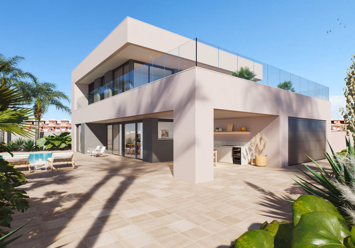 Rückfassade mit überdachter Außenküche, Villa Gladiolo
