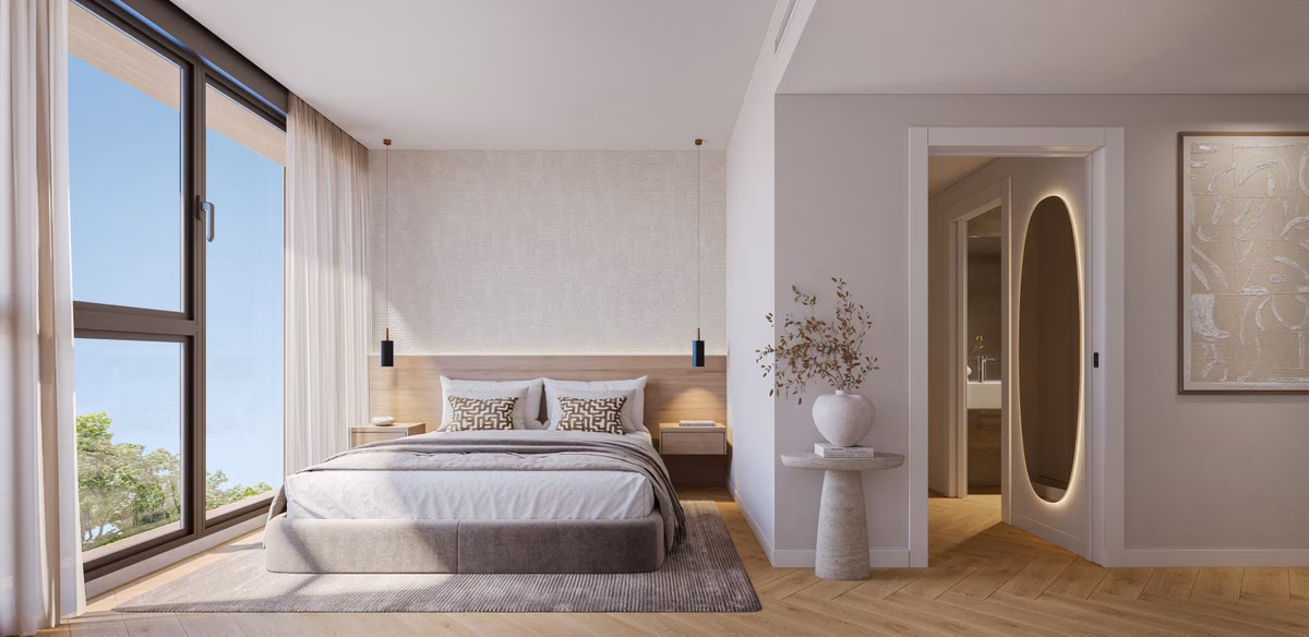 Bedroom in an Ykines apartment