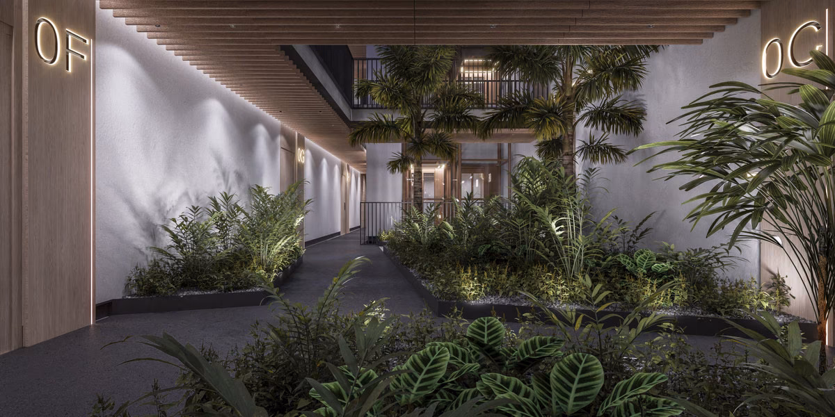 Planted walkway inside Ykines